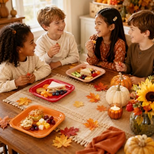 Multicolor 48pcs Fall Disposable Square Paper Plates 7 Inch Party Decor