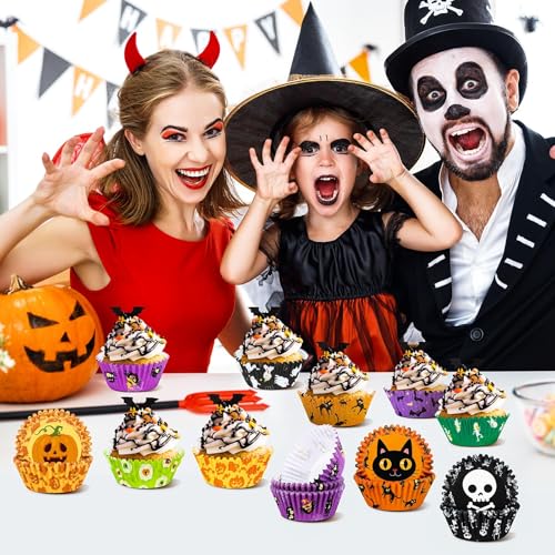 Halloween Cupcake Liners Set - Ghost Pumpkin Spider Baking Cups - Halloween Style, 450 pcs