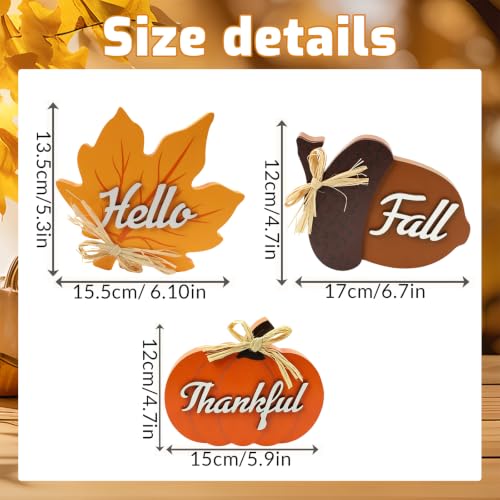 Fall Wooden Sign Set - Pumpkin Maple Leaf Acorn Thanksgiving Decor