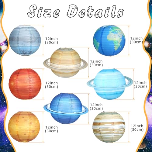 Space Themed Paper Lanterns Set for Kids Party Decorations - 47 Pieces