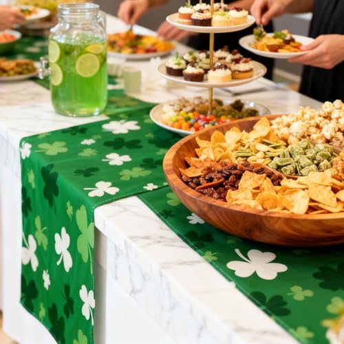 St. Patrick's Day Table Runner 72x13 Inches Shamrocks Festive Home Decor