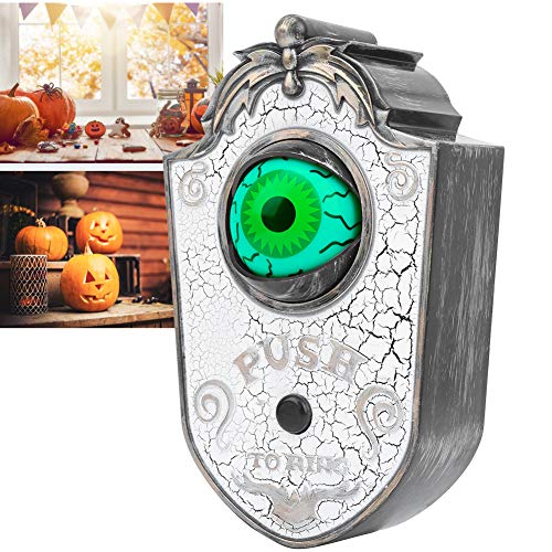Halloween Doorbell with Spooky Sounds - Animated Eyeball Haunted Decoration - White