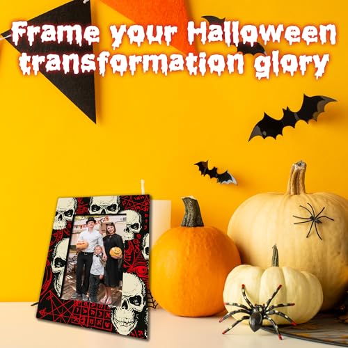 Halloween Skull Picture Frame for 4x6 Photos - Retro Wooden Halloween Decor - Variation: Skull