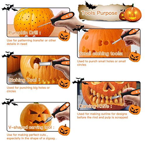 Pumpkin Carving Knife Set - 10-Piece Stainless Steel Halloween DIY Tools