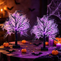 Halloween Indoor Tree with Purple Lights and Spiders - Creepy Decor
