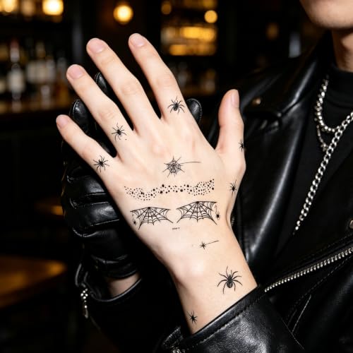 Spider Web Temporary Tattoos - Face & Eye Makeup Design, Waterproof, 4 Sheets