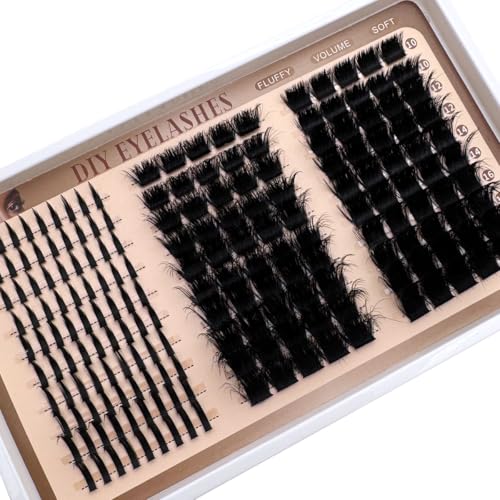 DIY Faux Mink Lash Clusters with Spikes - Wispy Fluffy Eyelash Extensions, Reusable False Eyelashes - Chase/M-200D+300D