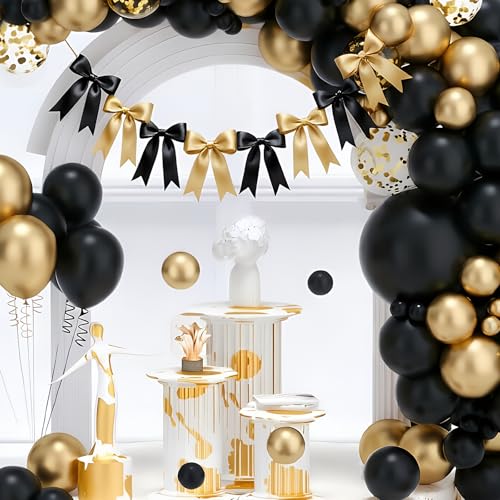 Black Gold Bow Garland Banner Decorations for Party & Home - 2 Strings Variation of THIS Listing