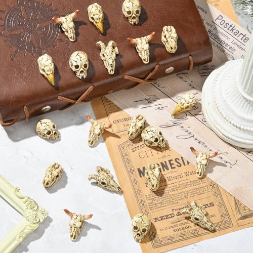 Resin Animal Skull Figurines Set - 50 Miniatures for Home & Office Decor