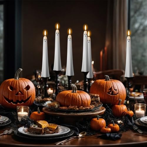 Wondise Halloween Ghost Flameless Taper Candles with Remote & Timer - 1 Ghost