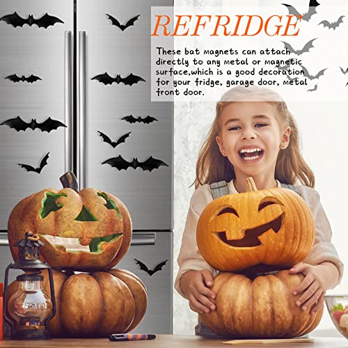Halloween Bat Magnets Set - 15 Black 3D Refrigerator & Decor Magnets - Multiple Sizes