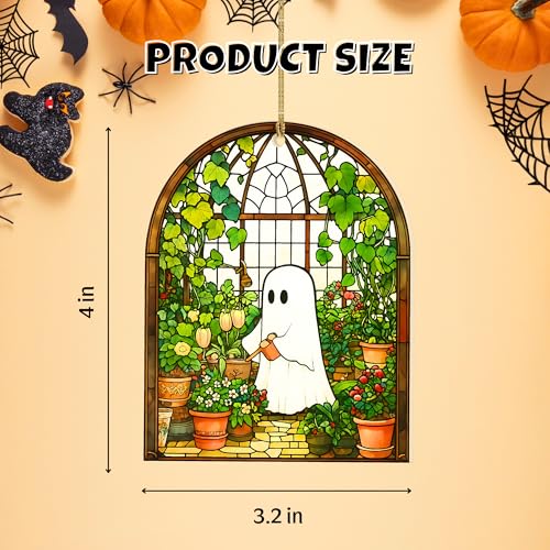 Halloween Ghost Plant Suncatcher Ornament - Style 2, Cozy Autumn Décor