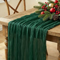 Emerald Green Christmas Table Runner 10ft Cheesecloth Rustic Holiday Decor - 3Pcs