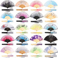 Japanese Folding Fans Set - 20 Hand Fans with Tassels & Floral Patterns - Fresh Style