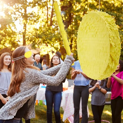 Large Yellow Disco Piñata 16 Inch with Stick, Blindfold & Confetti for Parties
