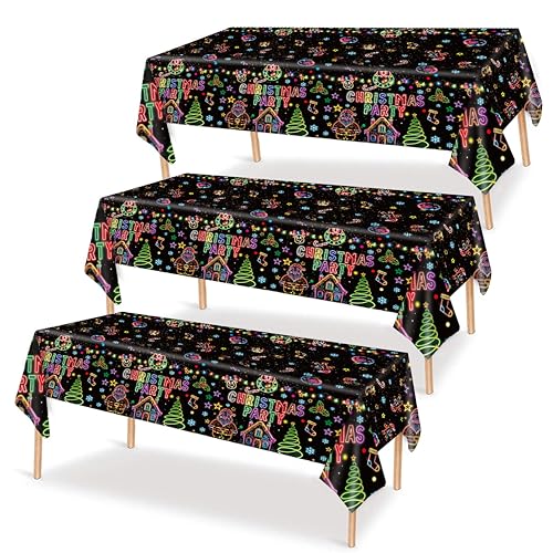 Christmas Party Tablecloth 54x108 Inch Disposable Holiday Decor 3 Pack