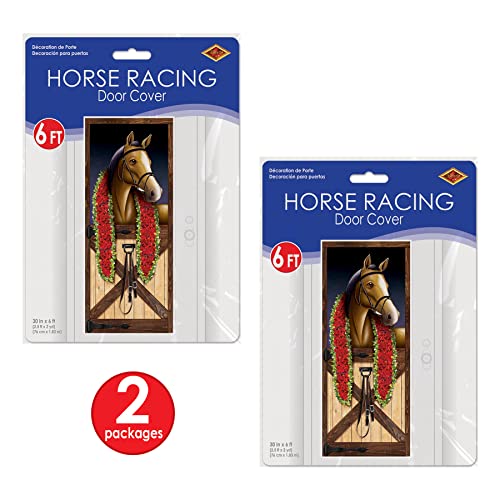 Horse Racing Door Covers - 2 Pack, 6ft x 30in Equestrian Party Decorations - Horse / 2 Pack