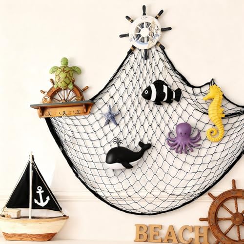 Decorative Fish Net Wall Decor - 5x10 Feet Black Handmade Nautical Decor - Variation of THIS listing