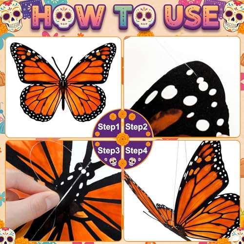 12 Large Monarch Butterfly Hanging Decorations for Parties & Events
