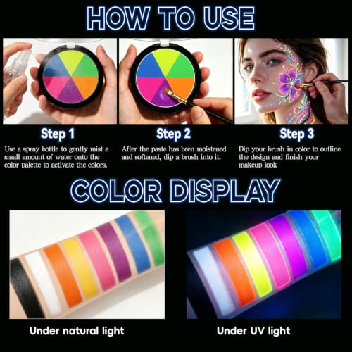 UV & Black & White Face & Body Paint Kit Set A - Gothic SFX Makeup