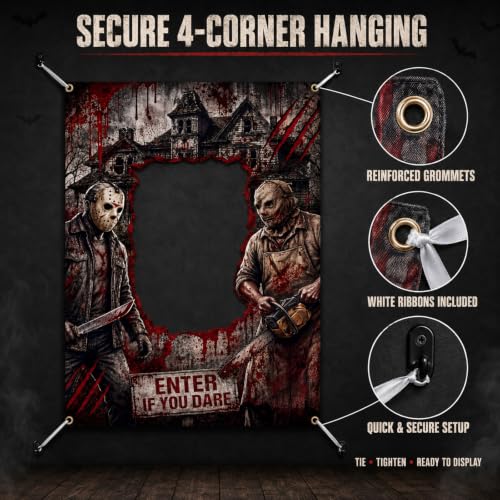 Chainsaw Killer Photo Booth Backdrop Halloween Horror Party Decoration - Variation of Chainsaw Killer Photo Booth