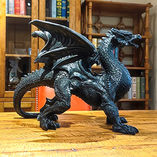 Gothic Medieval Mythic Winged Dragon Statue - Fantasy Home Decor, 19.2 Inch