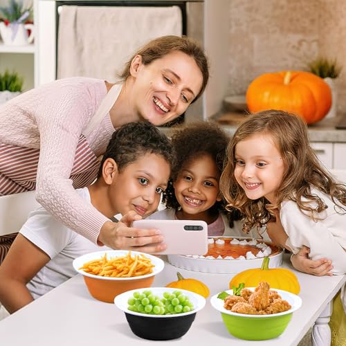 Black Halloween Plastic Bowls Set 23 oz Disposable Party Snack Cups