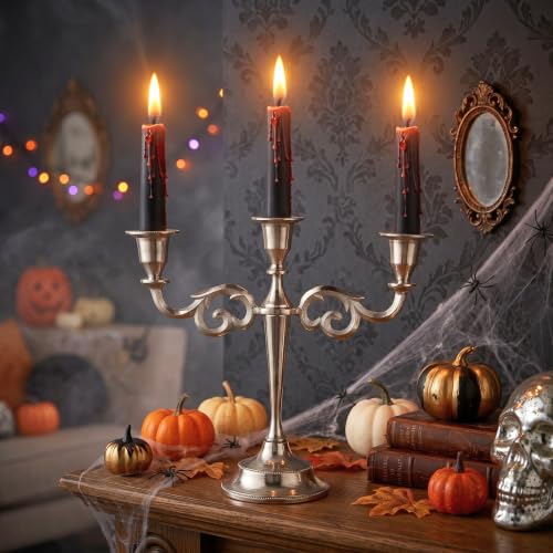 Silver 3-Arm Candelabra Taper Candle Holder - Elegant Indoor Centerpiece