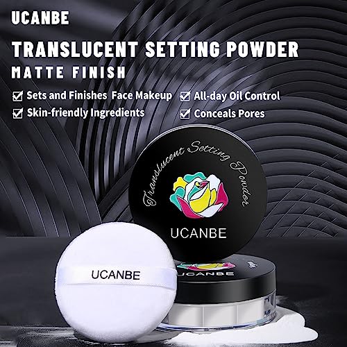 UCANBE Makeup Setting Spray Kit SET02 - Hydrating Matte Finish, Loose Powder & Puffs