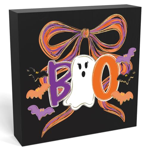 Halloween Ghost Decor with Pink Bow - Spooky Season Holiday Decorations