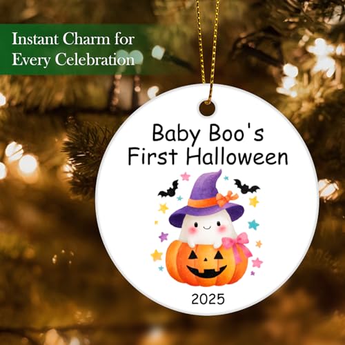 Baby First Halloween Christmas Ornament - Funny Pumpkin Ghost Gift