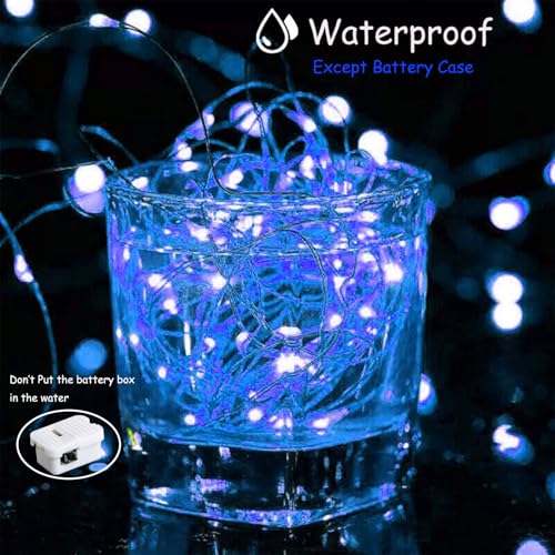 Blue Battery Operated Fairy Lights 100 Pack 20 LED 7ft String with 3 Modes for Indoor Outdoor Decor