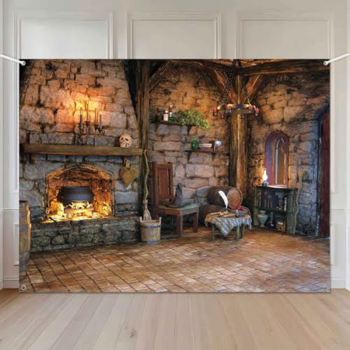 Halloween Witch Cottage Backdrop 5x3ft Spooky Photo Booth Wall Banner