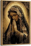 Our Lady of Guadalupe Canvas Wall Art - 24x16 Inches Religious Decor for Home & Altar - Framed Virgin Mary Portrait