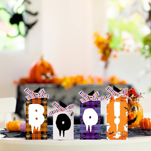 Halloween Tabletop Wooden Sign Decor - Boo Sign for Tiered Tray, Fireplace, Office Desk