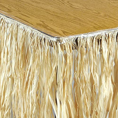 Raffia Table Skirting - Natural Tropical Party Decor 30x108 Inches - 1 Pack