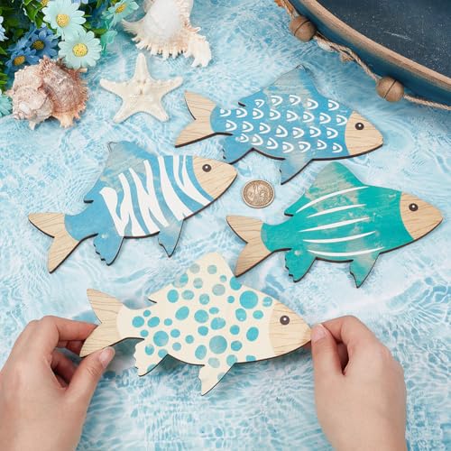 Wood Fish Wall Decor - Nautical Coastal Beach Art Set - Style2