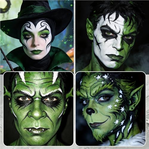 3PCS Oil-Based Face Body Paint Stick Set - Black White Green, Versatile Makeup