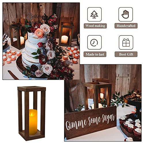 Rustic Wooden Candle Holders Set for Wedding & Farmhouse Decor - 12 Inch