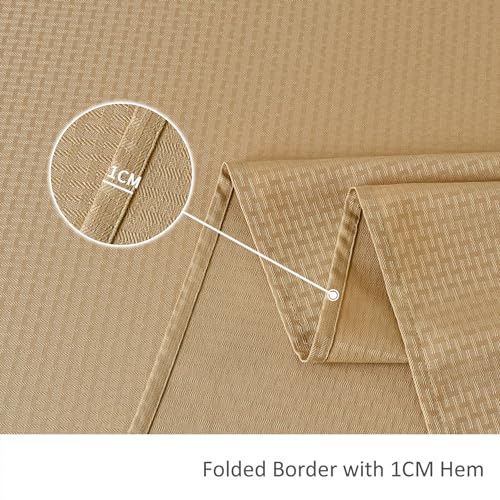 Maxmill Rectangle Tablecloth 52 x 108 Inch Weaved Pattern Waterproof Spillproof Fabric Beige