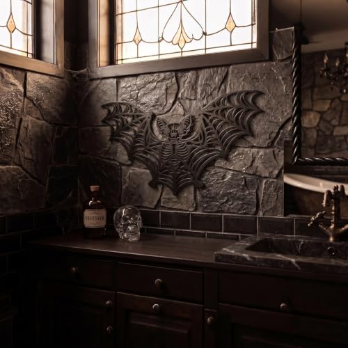 Halloween Gothic Bat Wall Decor Metal Skeleton 11.8 x 6.9 Inches