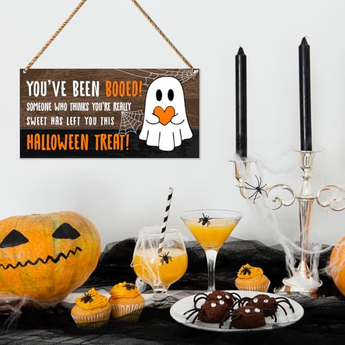 Halloween Ghost Decor Sign for Home Porch Wall Hanging - Trick or Treat