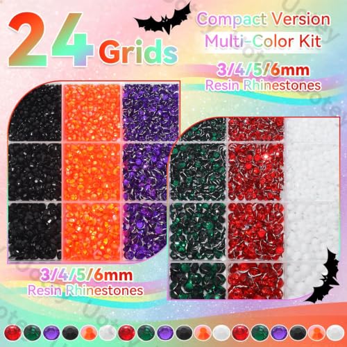 Halloween Rhinestones Kit S1 - 3-6mm Flatback Gems for Bedazzling Crafts