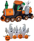Inflatable Halloween Skeleton on Train & Ghosts Set - Indoor Outdoor Decor
