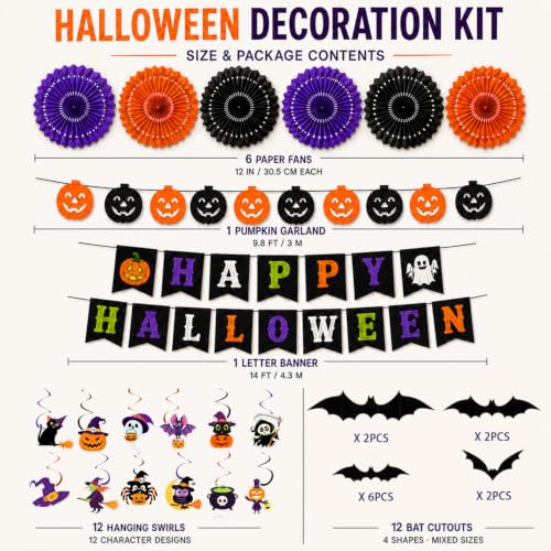Halloween Black Party Decoration Set - 32 Pieces for Spooky Events