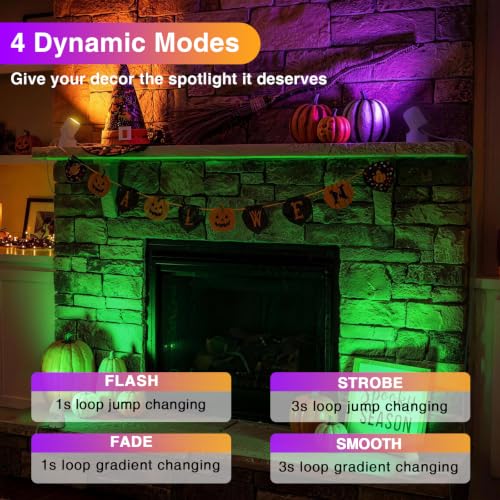 2 Pack Indoor RGBW LED Up Lights with Remote - 6W Floor Spotlight for Halloween & Home Decor