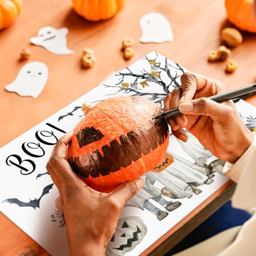 Halloween Ghost Pet Pumpkin Paper Placemats - Disposable Table Mats for Dining & Parties