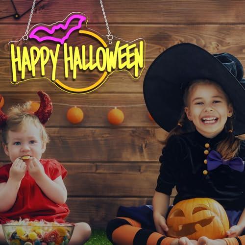 Halloween Neon Sign Bat LED Light Sign for Festive Decor - USB Powered