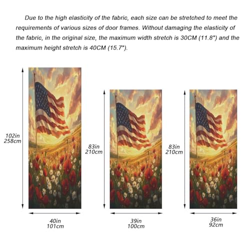 American Flag Door Cover - 35 x 79 Inch Washable Festive Home Decor - Variation of THIS listing