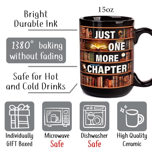 Funny Book Lover Mug - Halloween Skull 15oz Ceramic Coffee Cup Gift